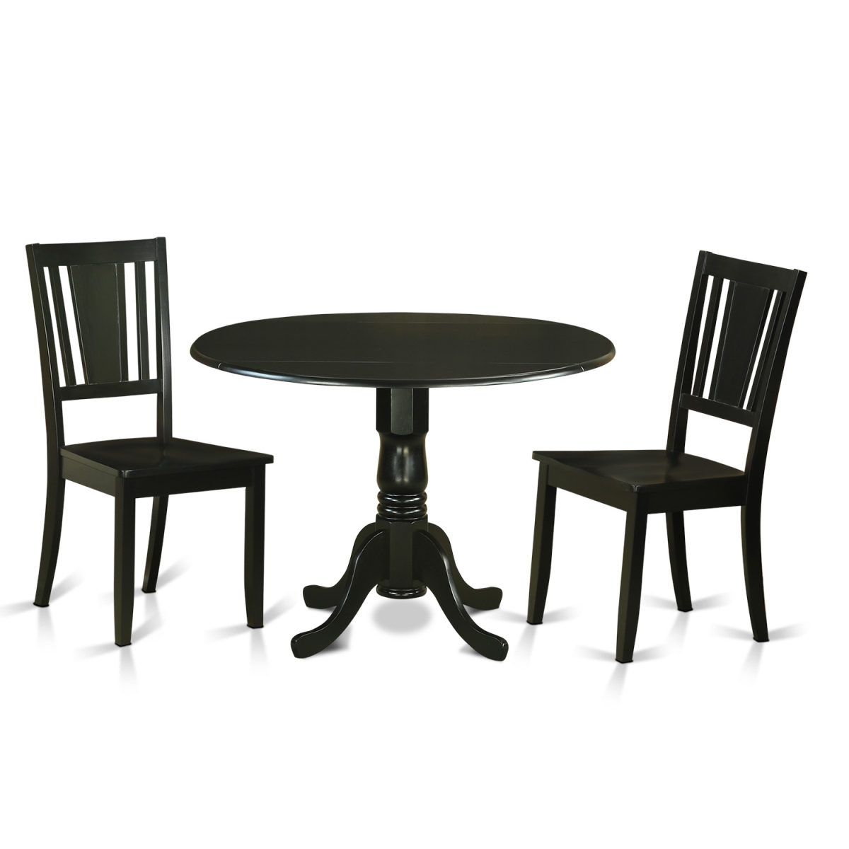 Picture of East West Furniture DLDU3-BLK-W Table & Chairs Set - Dining Room Table & 2 Chairs, Black - 3 Piece
