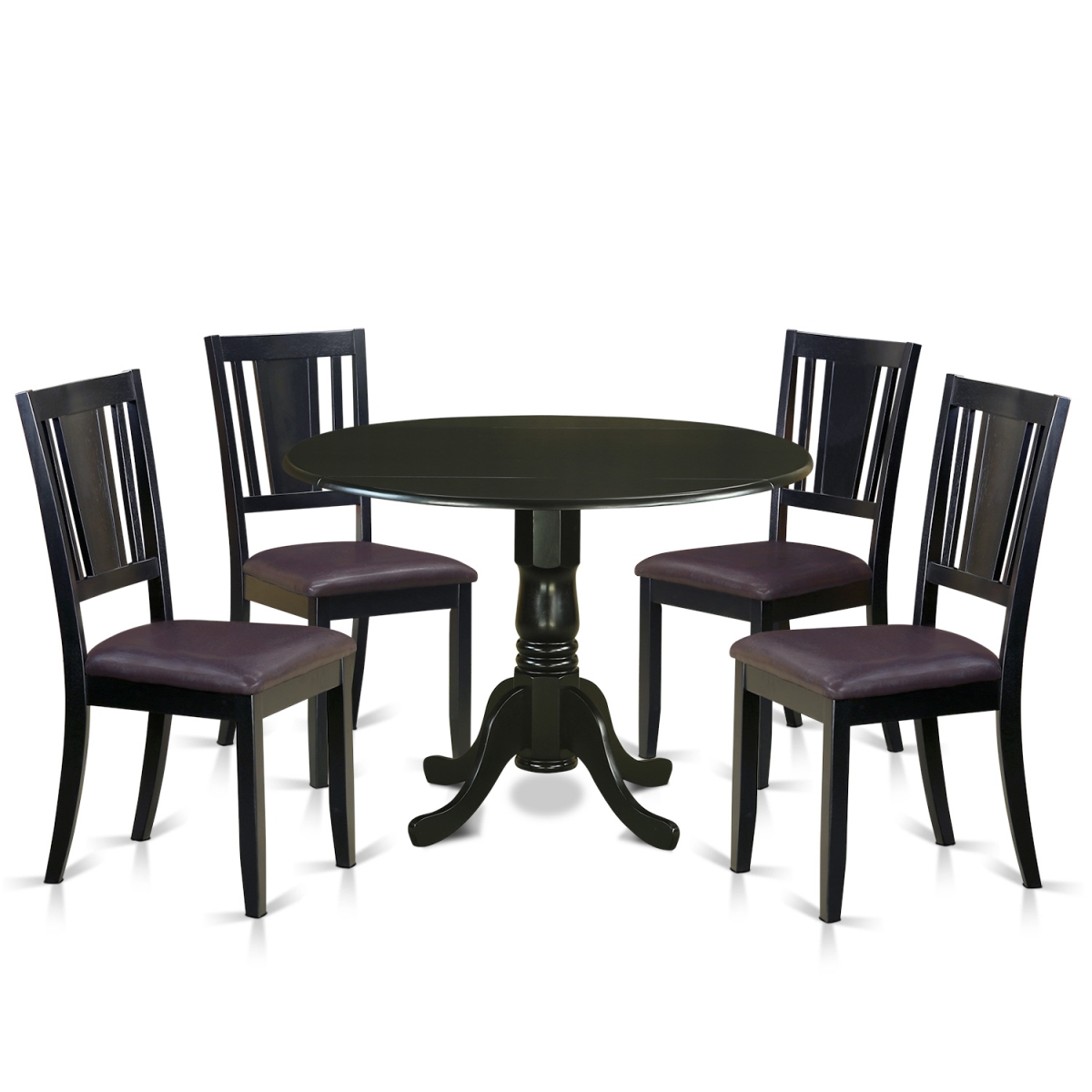 Picture of East West Furniture DLDU5-BLK-LC Dinette Set - Dining Room Table & 4 Chairs, Black - 5 Piece
