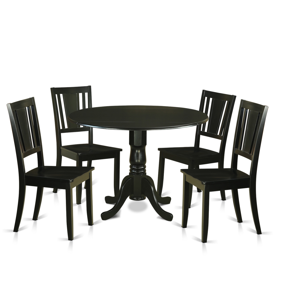 Picture of East West Furniture DLDU5-BLK-W Dining Room Table Set with 4 Small Kitchen Table & 4 Chairs, Black - 5 Piece