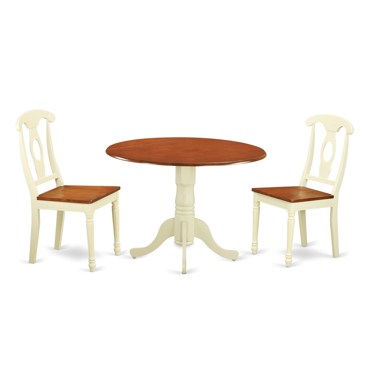 Picture of East West Furniture DLKE3-BMK-W Dining Set - Table & 2 Chairs, Buttermilk & Cherry - 3 Piece