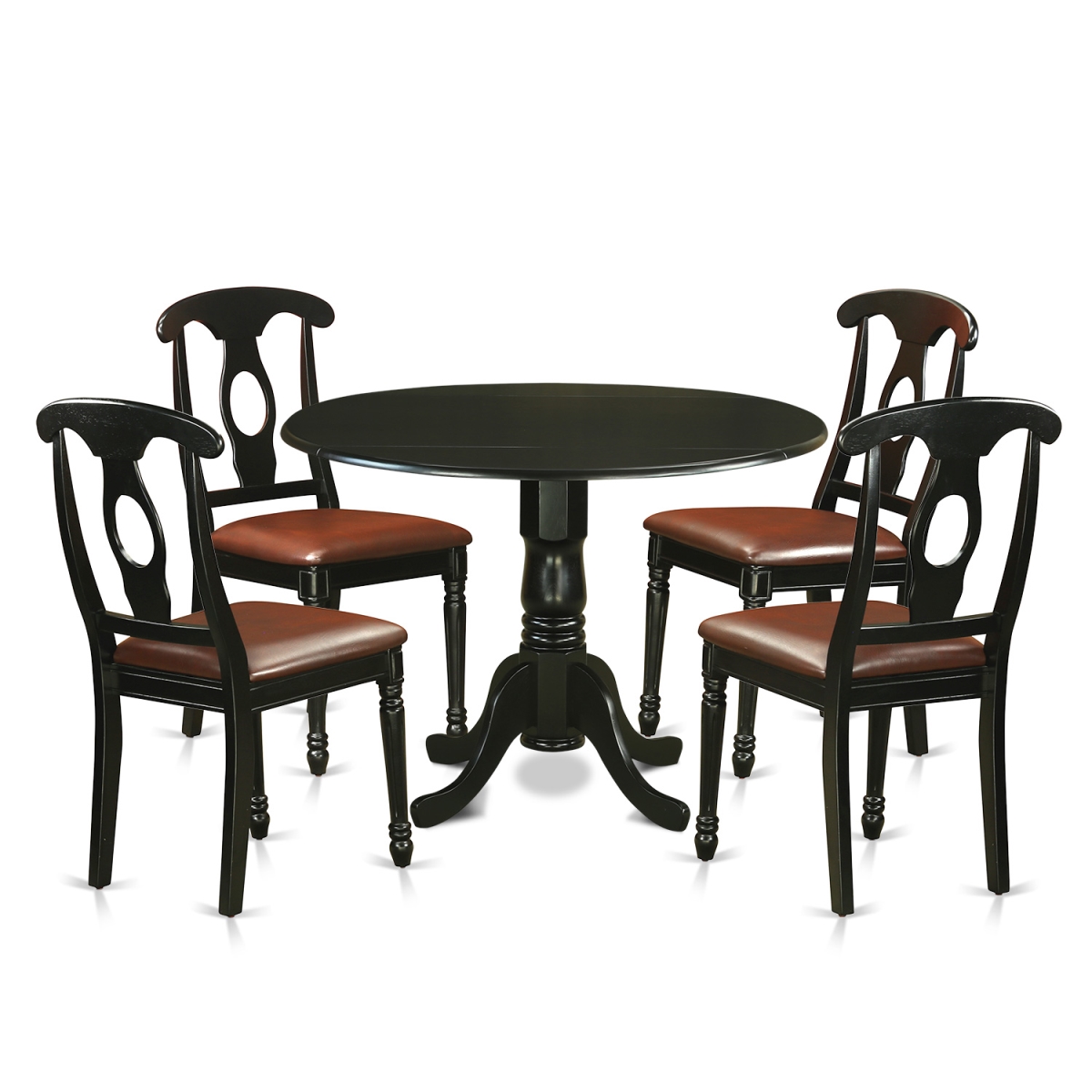 Picture of East West Furniture DLKE5-BLK-LC Dinette Table Set - Small Kitchen Table & 4 Chairs, Black - 5 Piece