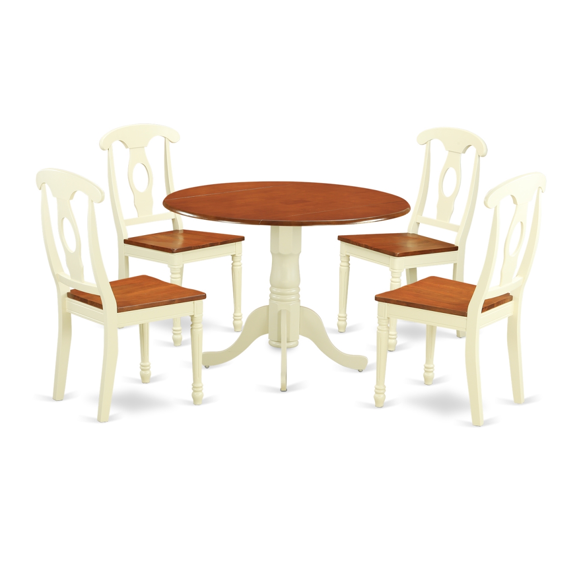Picture of East West Furniture DLKE5-BMK-W Dining Set - Table & 4 Chairs, Buttermilk & Cherry - 5 Piece