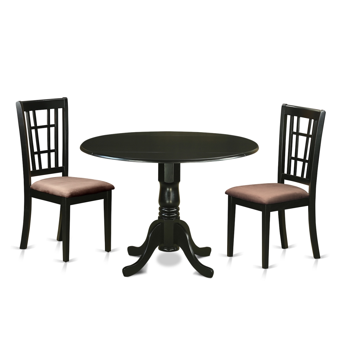 Picture of East West Furniture DLNI3-BLK-C Table Set with 2 Table & 2 Chairs, Black - 3 Piece