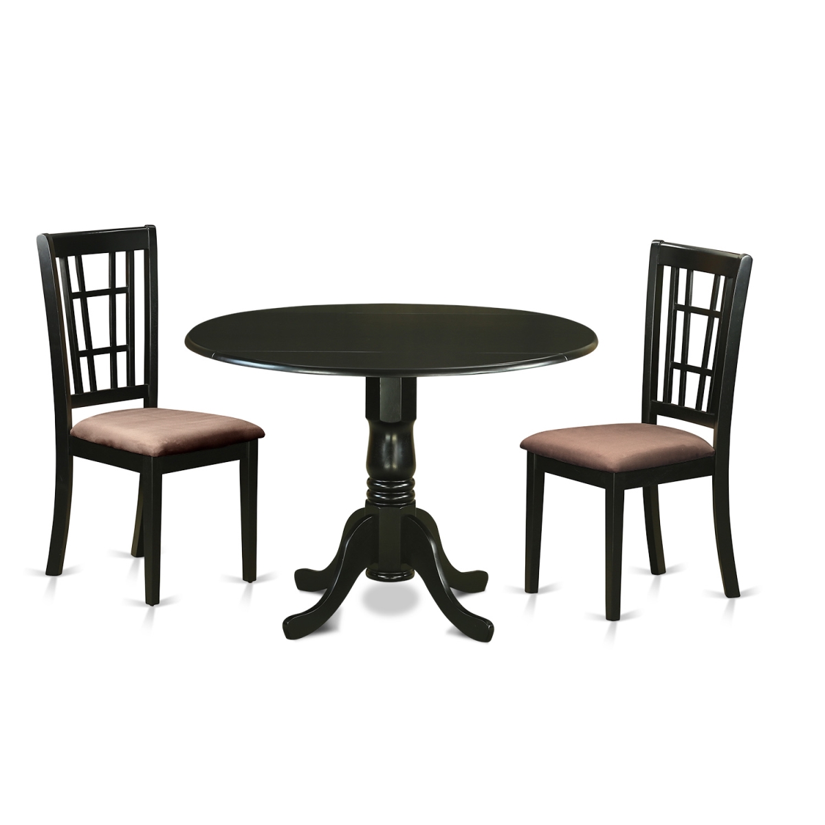 DLNI3-BLK-C Table Set with 2 Table & 2 Chairs, Black - 3 Piece