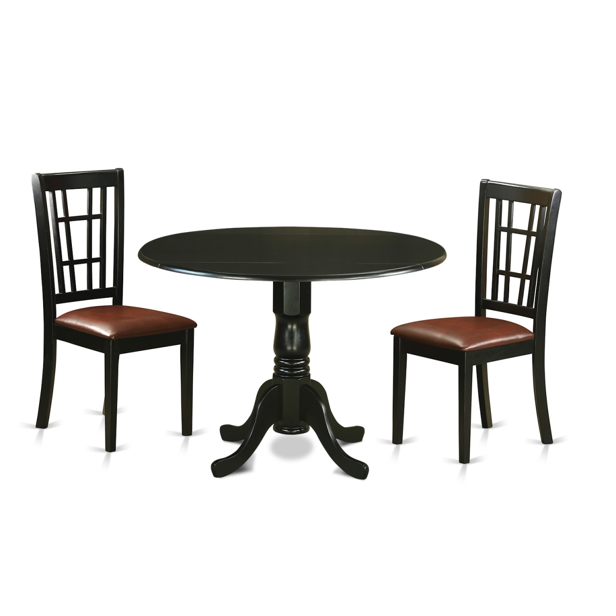 DLNI3-BLK-LC Dining Room Set - Table & 2 Chairs, Black - 3 Piece