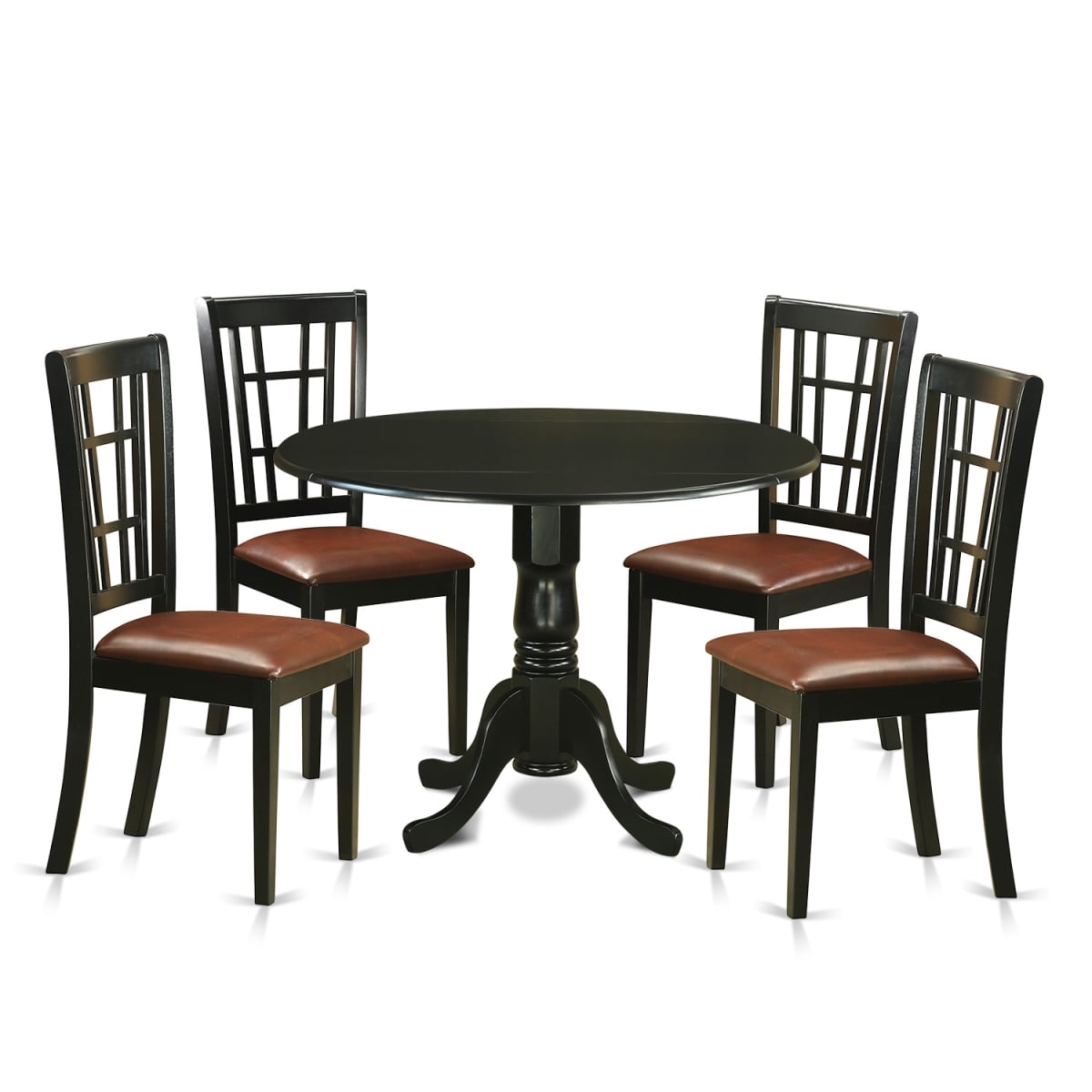 Dining Room Set - Table & 4 Chairs, Black - 5 Piece