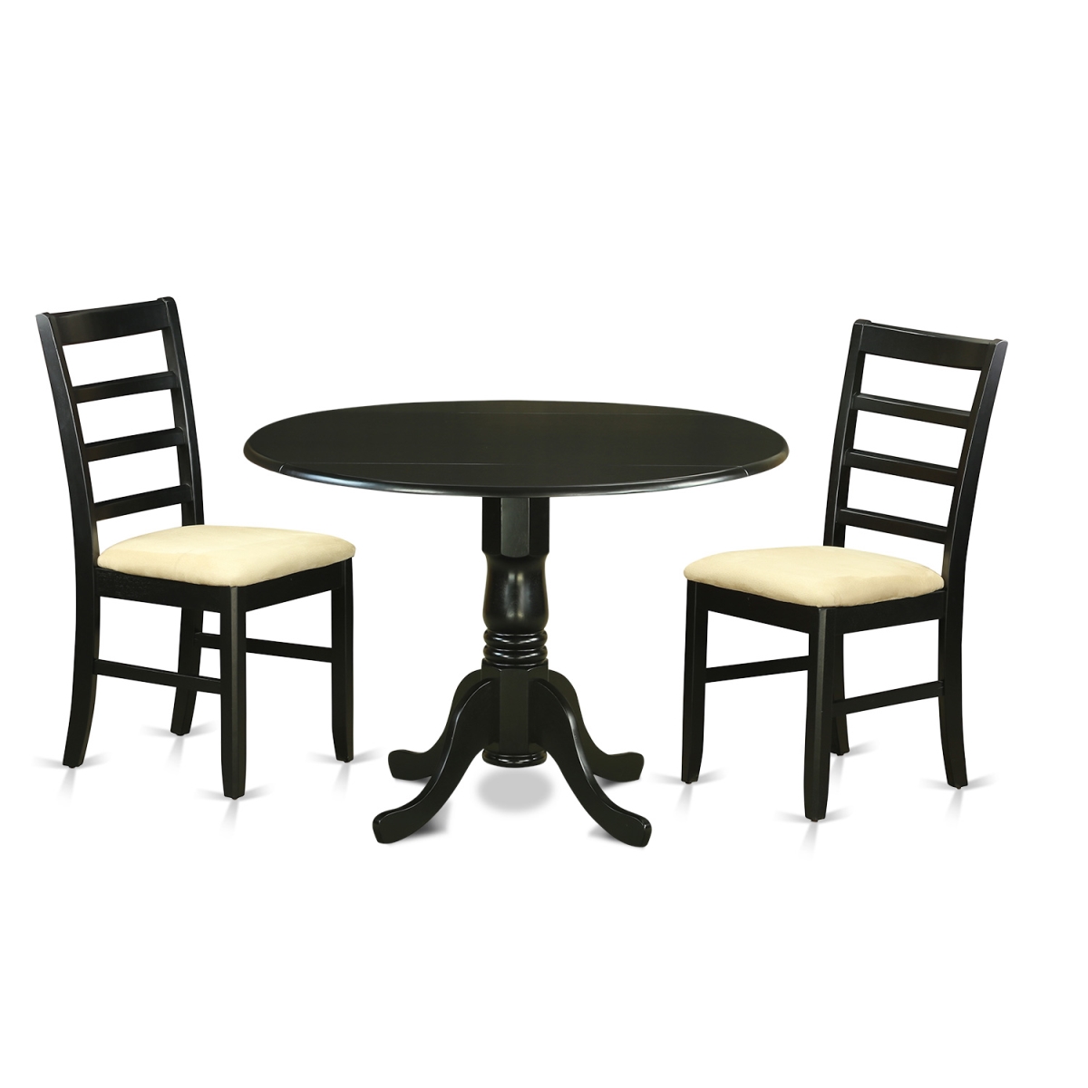 Picture of East West Furniture DLPF3-BLK-C Dining Table Set - Dining Room Table & 2 Chairs, Black - 3 Piece