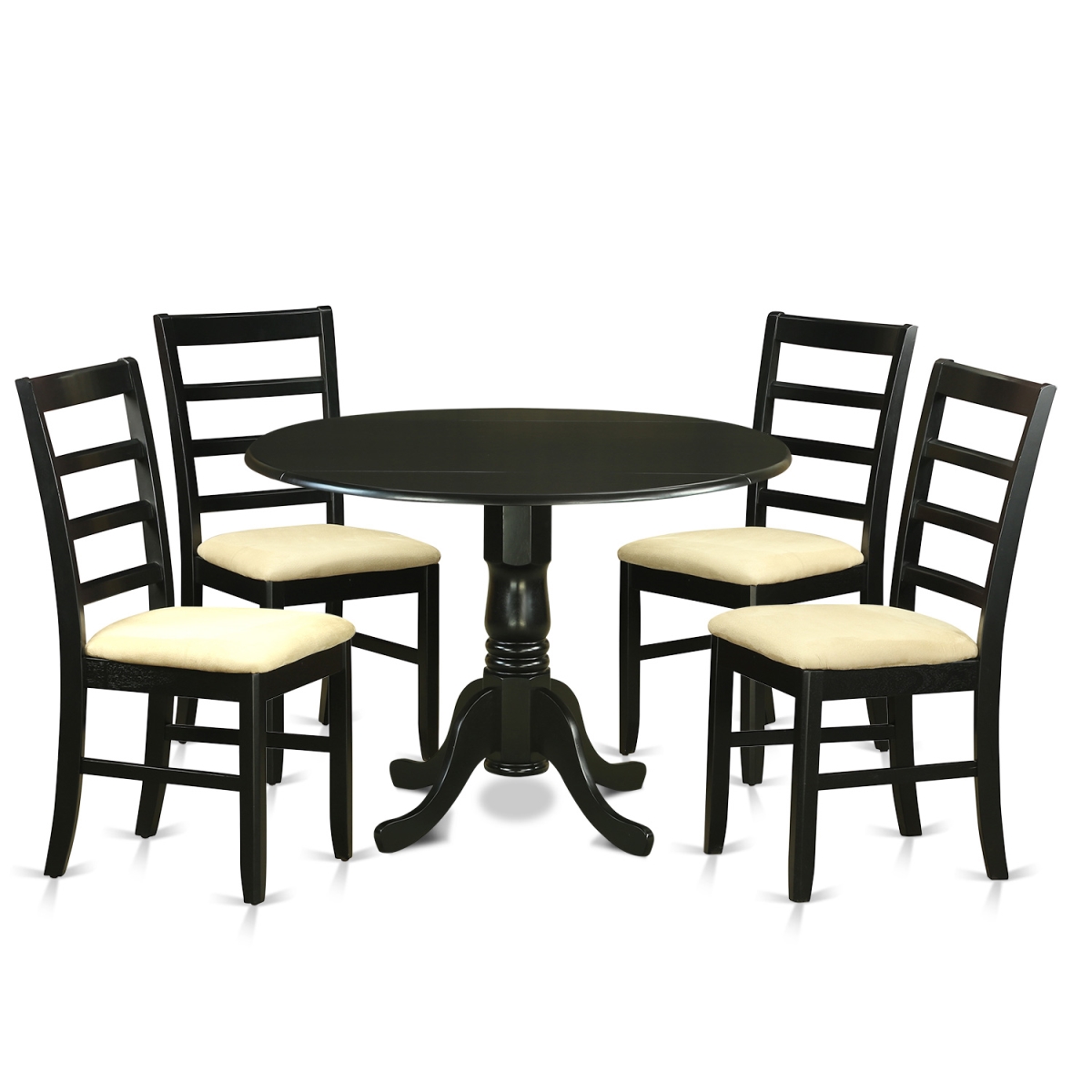 Picture of East West Furniture DLPF5-BLK-C Kitchen Table Set - Small Kitchen Table & 4 Chairs, Black - 5 Piece
