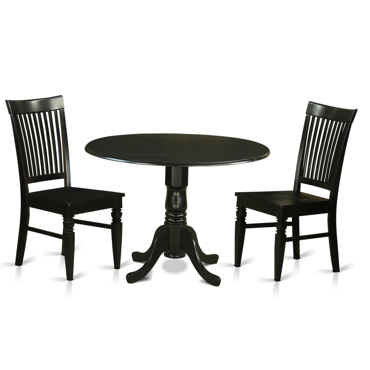 Picture of East West Furniture DLWE3-BLK-W Table Set - Table & 2 Chairs, Black - 3 Piece