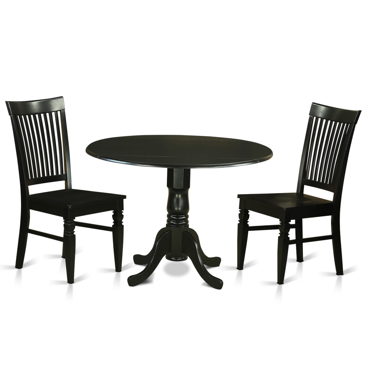 DLWE3-BLK-W Table Set - Table & 2 Chairs, Black - 3 Piece