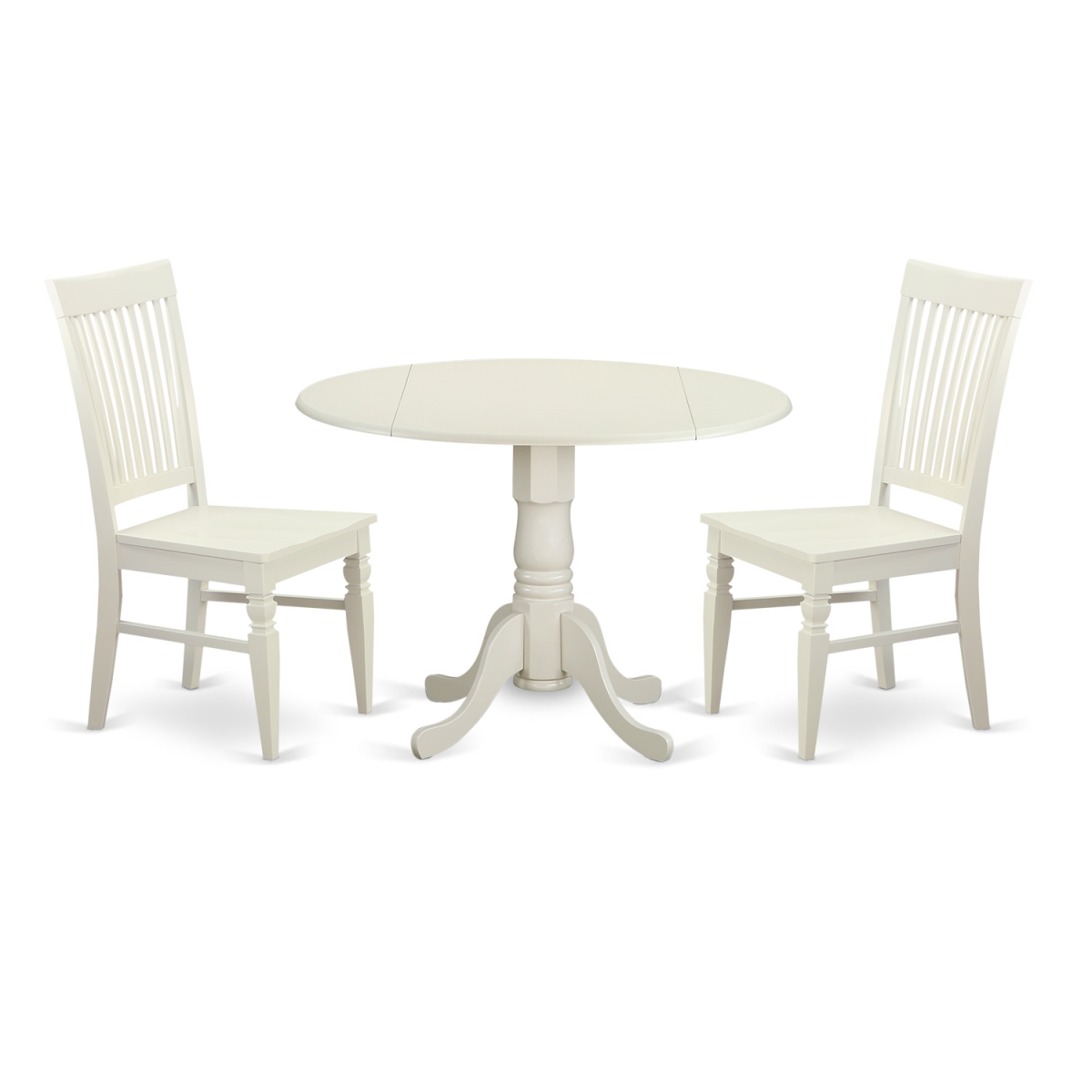 Picture of East West Furniture DLWE3-WHI-W Dining Room Set with 2 Kitchen Table & 2 Chairs, Linen White - 3 Piece