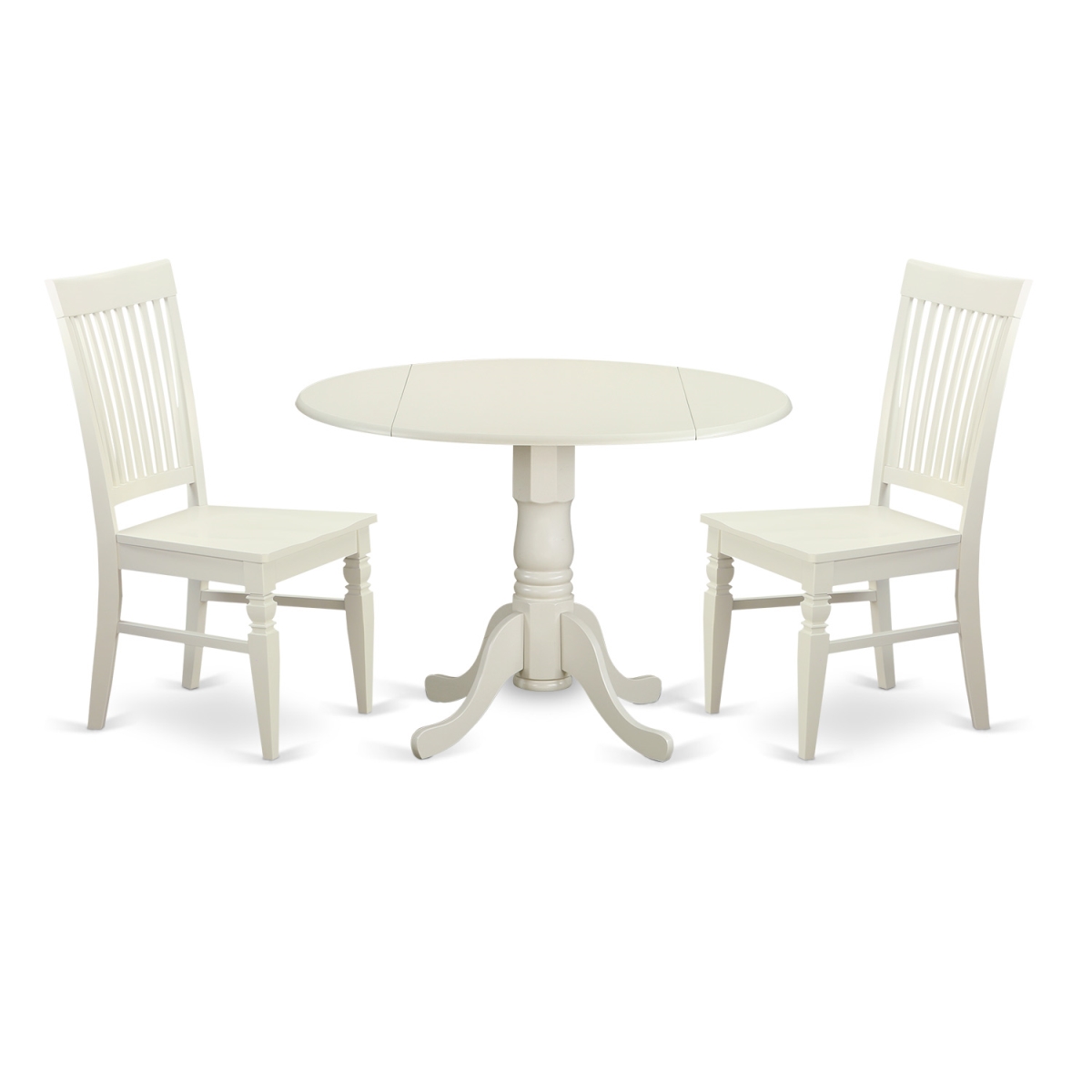 DLWE3-WHI-W Dining Room Set with 2 Kitchen Table & 2 Chairs, Linen White - 3 Piece