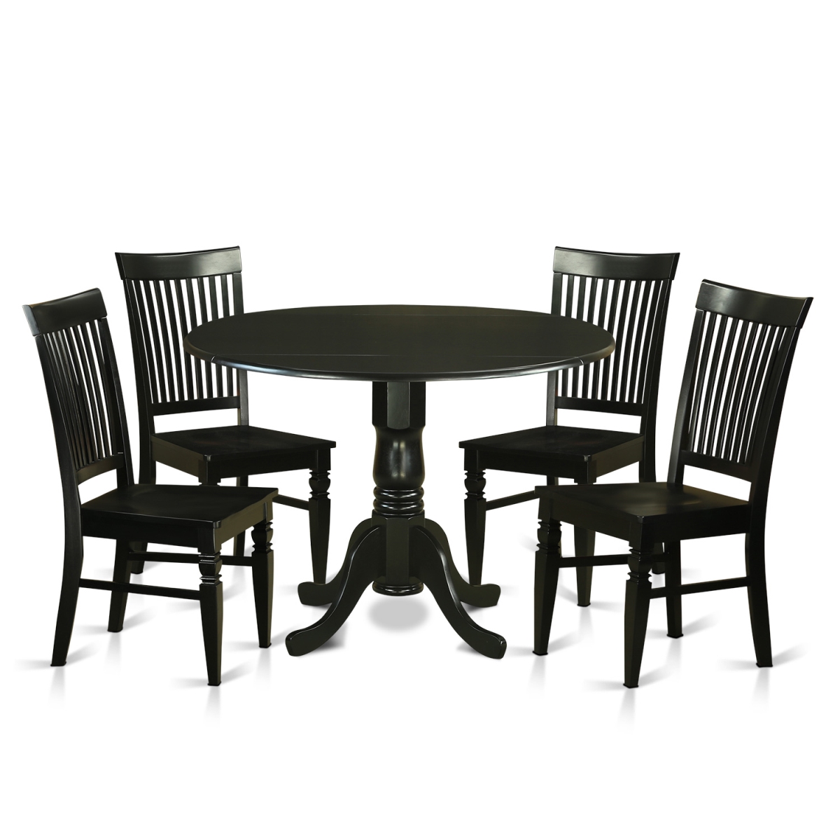 Picture of East West Furniture DLWE5-BLK-W Wood Seat Small Kitchen Table Set - Table & 4 Chairs, Black - 5 Piece