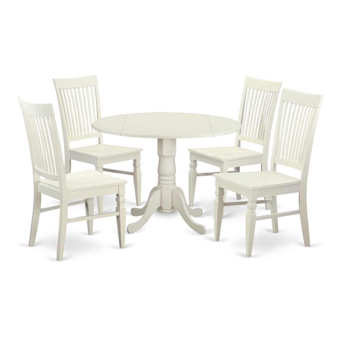Picture of East West Furniture DLWE5-WHI-W Kitchen Table Set with 4 Kitchen Table & 4 Chairs, Linen White - 5 Piece