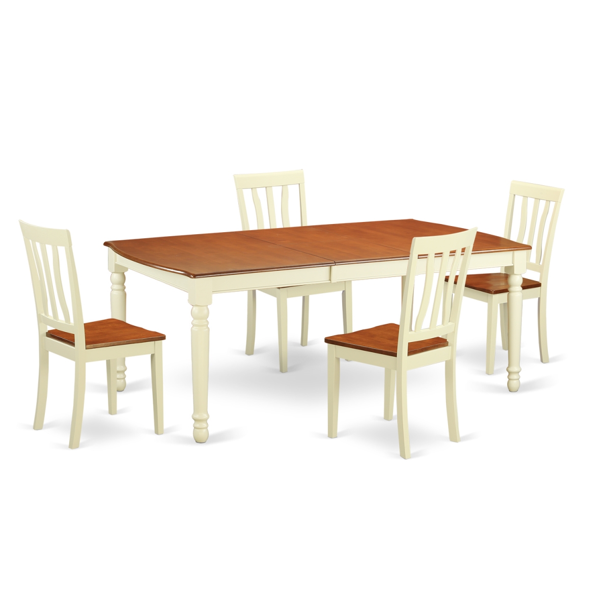 Picture of East West Furniture DOAN5-WHI-W Table & Chair Set - Dining Table & 4 Chairs, Buttermilk & Cherry - 5 Piece
