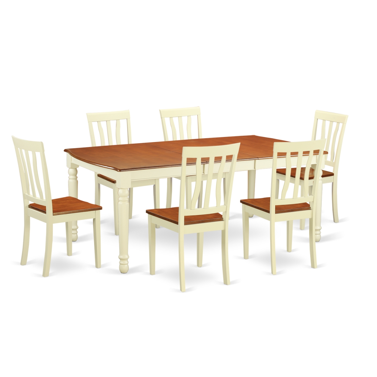 Picture of East West Furniture DOAN7-WHI-W Dining Room Table Set with 6 Kitchen Table & 6 Chairs, Buttermilk & Cherry - 7 Piece