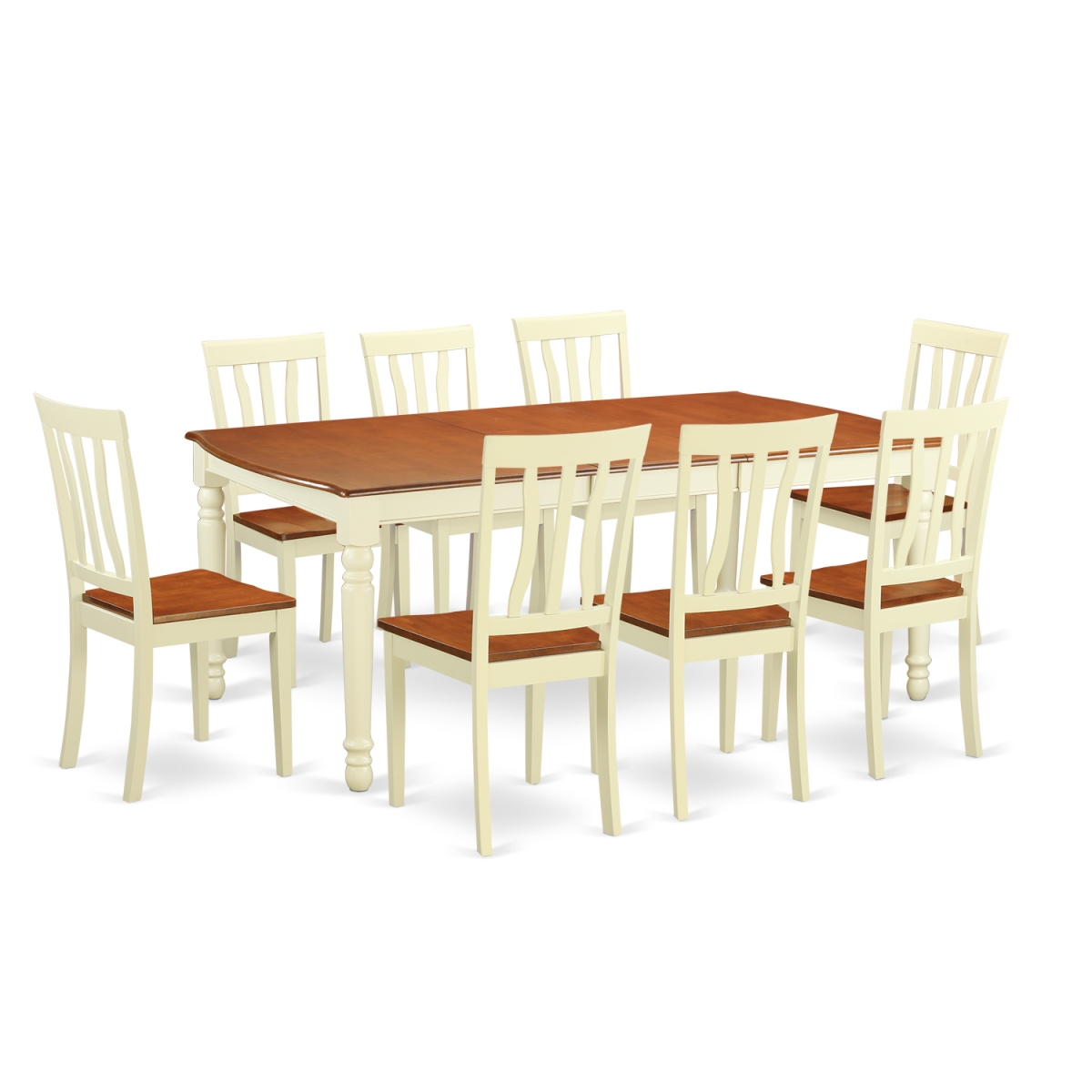 Picture of East West Furniture DOAN9-WHI-W Dinette Set - Table & 8 Chairs, Buttermilk & Cherry - 9 Piece