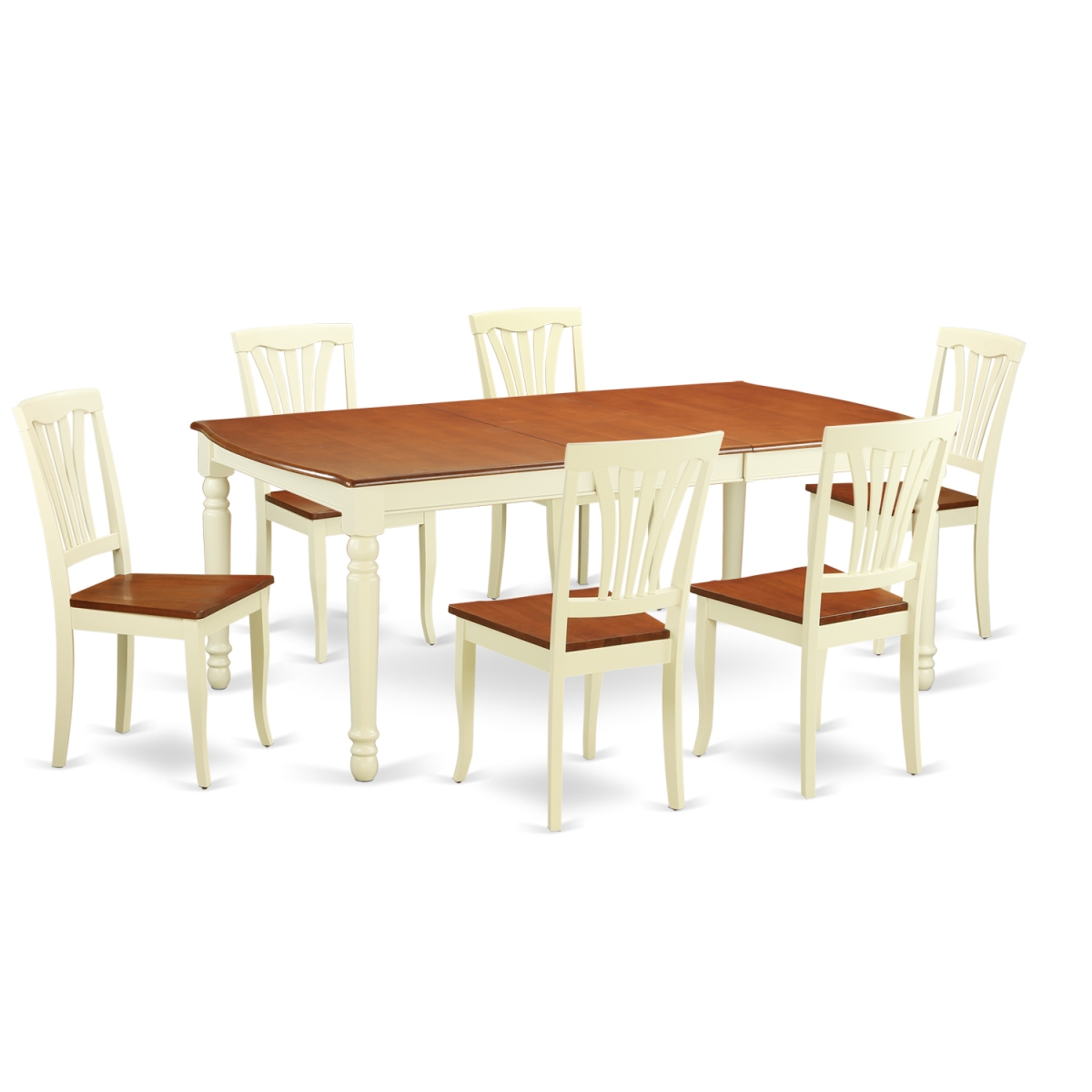 Picture of East West Furniture DOAV7-WHI-W Dinette Table Set - Kitchen Table & 6 Chairs, Buttermilk & Cherry - 7 Piece
