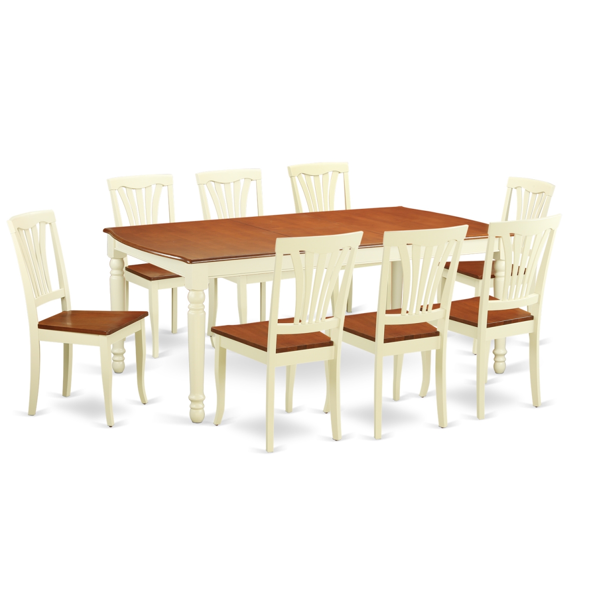 Picture of East West Furniture DOAV9-WHI-W Dining Room Table Set - Dining Room Table & 8 Chairs, Buttermilk & Cherry - 9 Piece