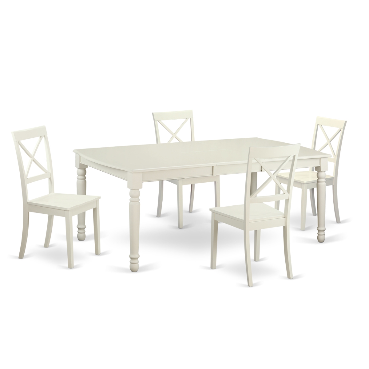 Dinette Set - Kitchen Table & 4 Chairs, Linen White - 5 Piece