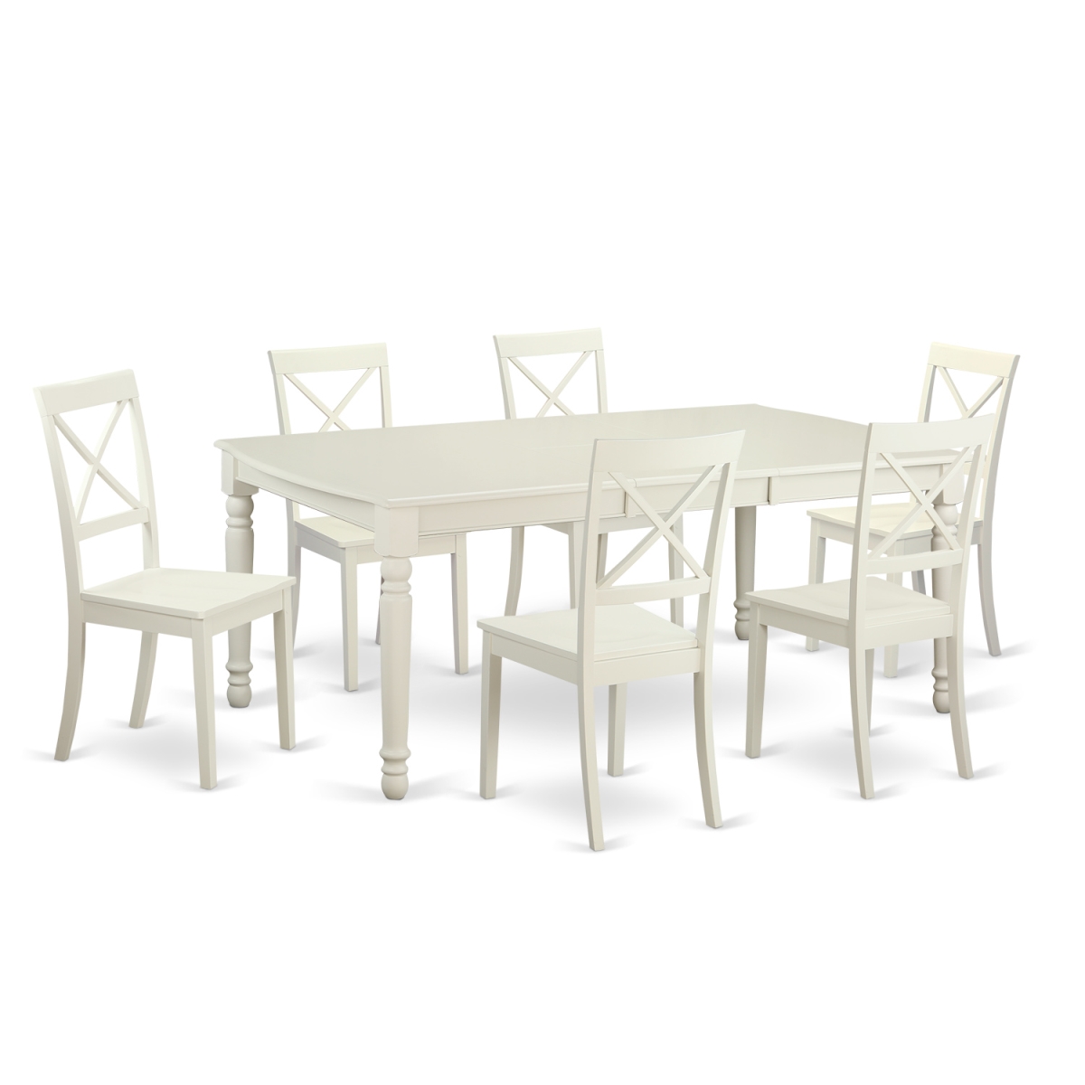 Picture of East West Furniture DOBO7-LWH-W Dining Room Set with 6 Table & 6 Chairs, Linen White - 7 Piece
