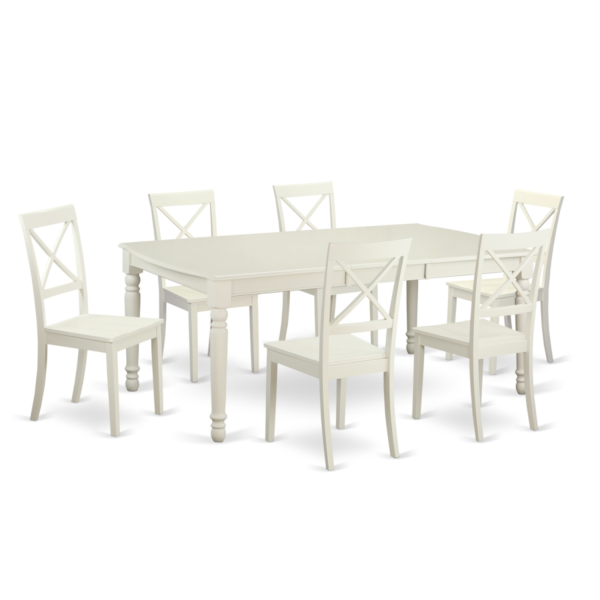 Dining Room Set with 6 Table & 6 Chairs, Linen White - 7 Piece