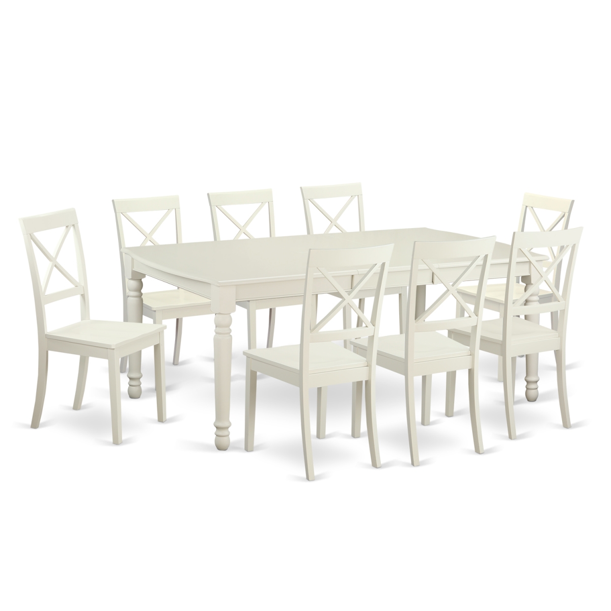 Picture of East West Furniture DOBO9-LWH-W Dinette Table Set with 8 Dining Room Table & 8 Chairs, Linen White - 9 Piece