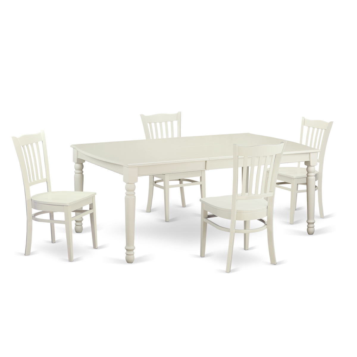 Picture of East West Furniture DOGR5-LWH-W Small Kitchen Table Set with 4 Dining Table & 4 Chairs, Linen White - 5 Piece