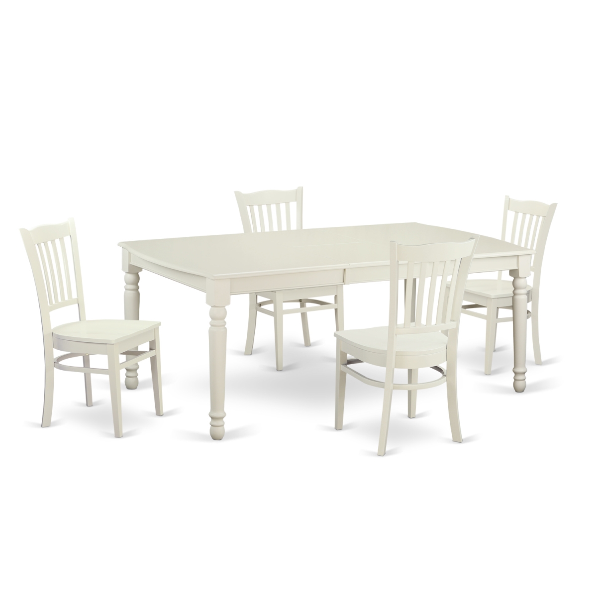 Small Kitchen Table Set with 4 Dining Table & 4 Chairs, Linen White - 5 Piece