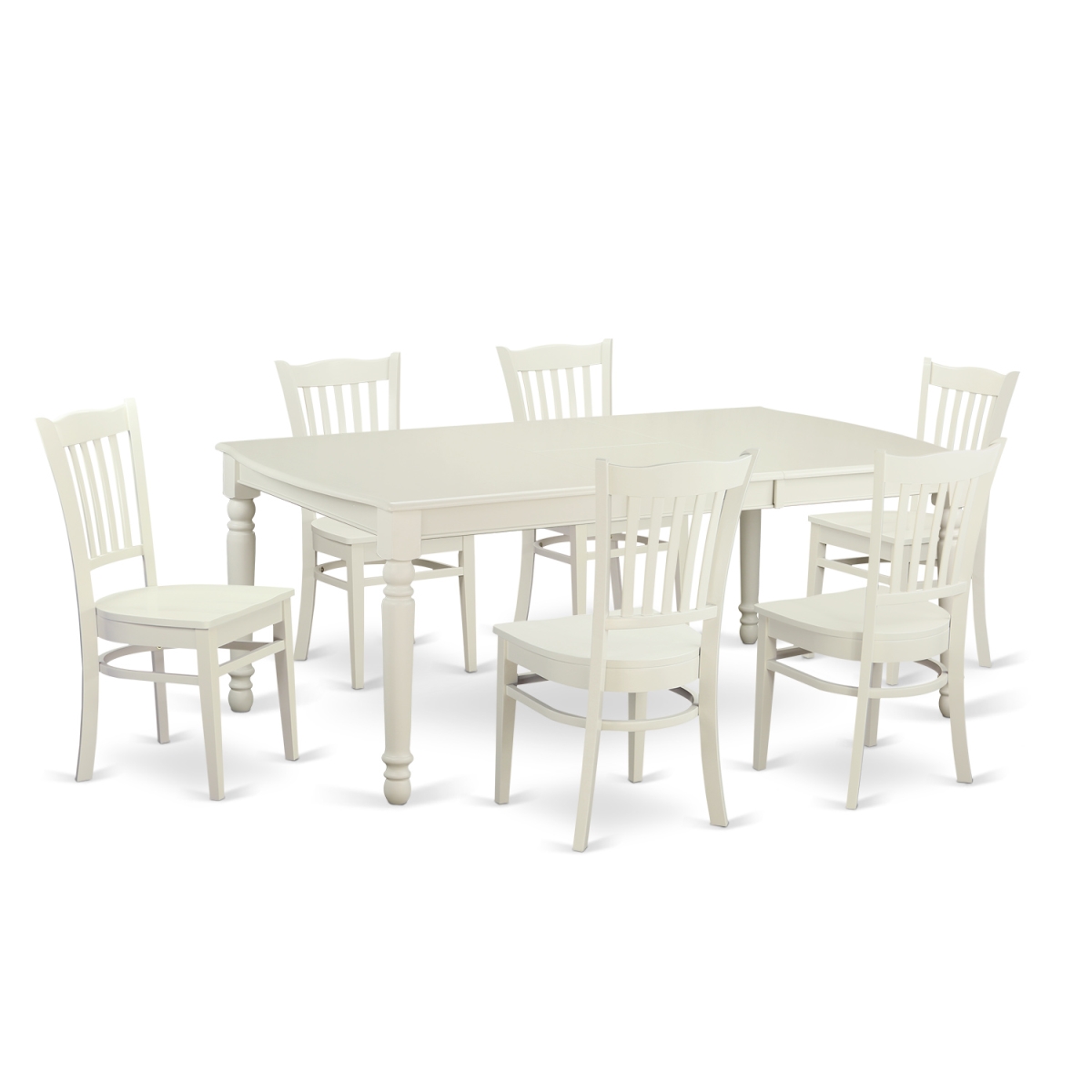Picture of East West Furniture DOGR7-LWH-W Dining Set with 6 Table & 6 Chairs, Linen White - 7 Piece