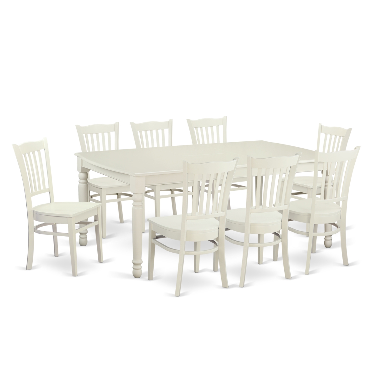 Picture of East West Furniture DOGR9-LWH-W Kitchen Nook Dining Set with 8 Dining Room Table & 8 Chairs, Linen White - 9 Piece
