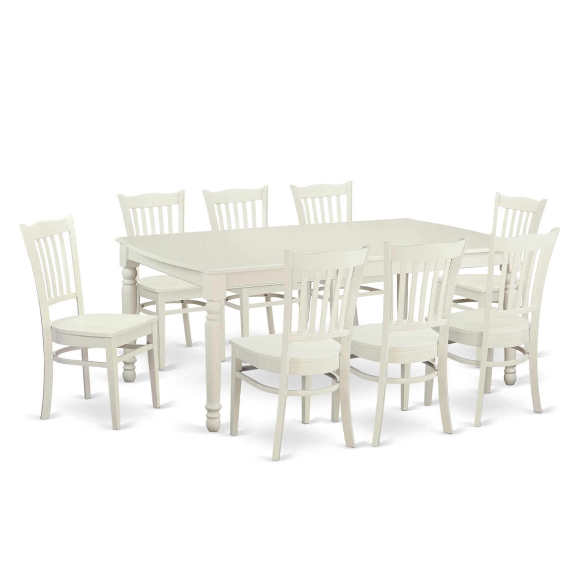 Kitchen Nook Dining Set with 8 Dining Room Table & 8 Chairs, Linen White - 9 Piece