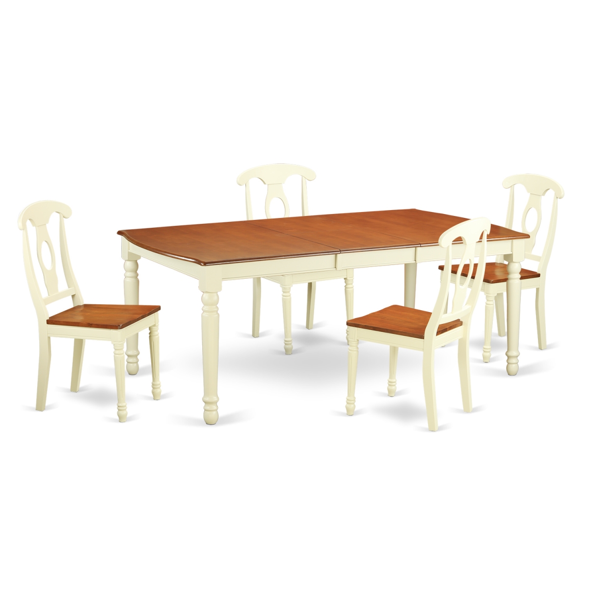 Dining Room Set - Kitchen Table & 4 Chairs, Buttermilk & Cherry - 5 Piece
