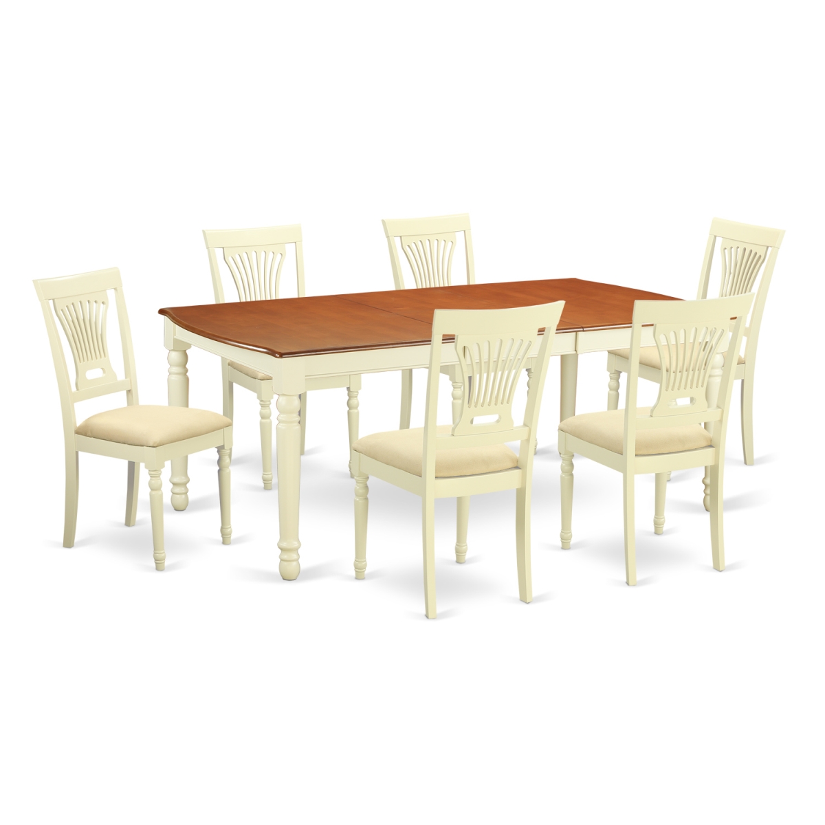 DOPL7-WHI-C Dinette Set - Dining Table & 6 Chairs, Buttermilk & Cherry - 7 Piece -  East West Furniture
