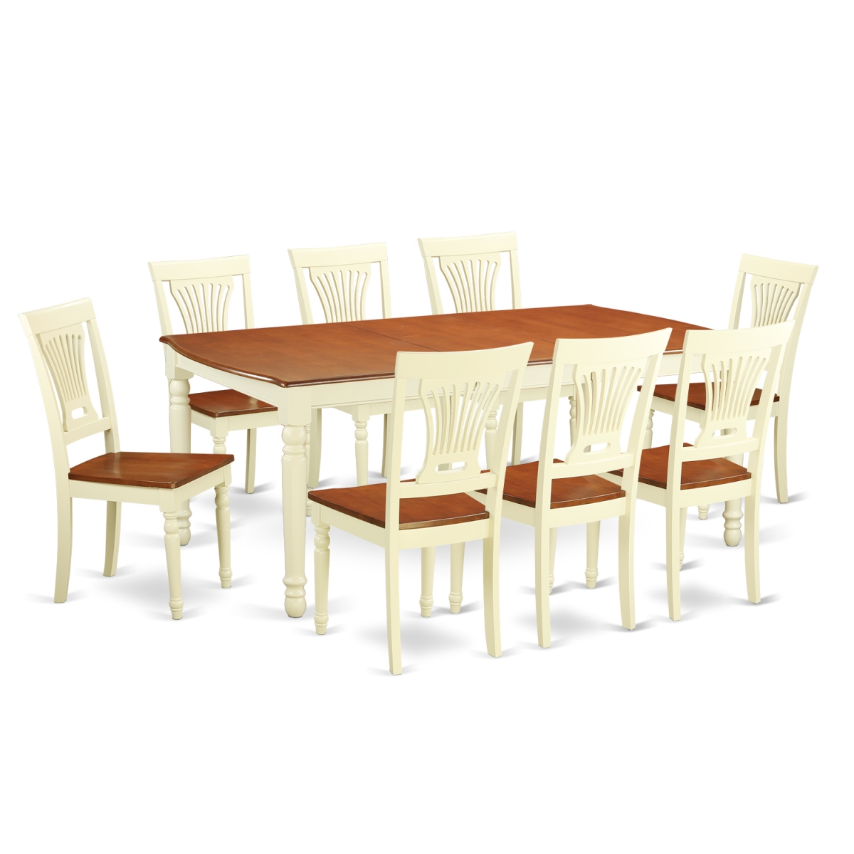 DOPL9-WHI-W Dining Table Set with 8 Dining Room Table & 8 Chairs, Buttermilk & Cherry - 9 Piece -  East West Furniture