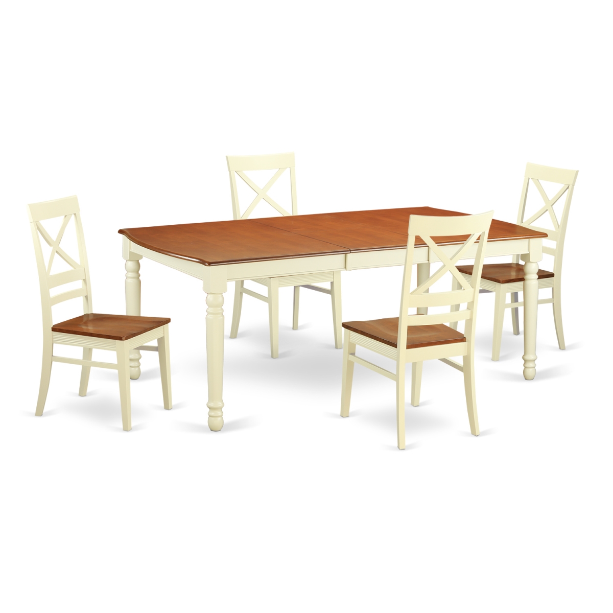 Table & Chair Set - Kitchen Table & 4 Chairs, Buttermilk & Cherry - 5 Piece