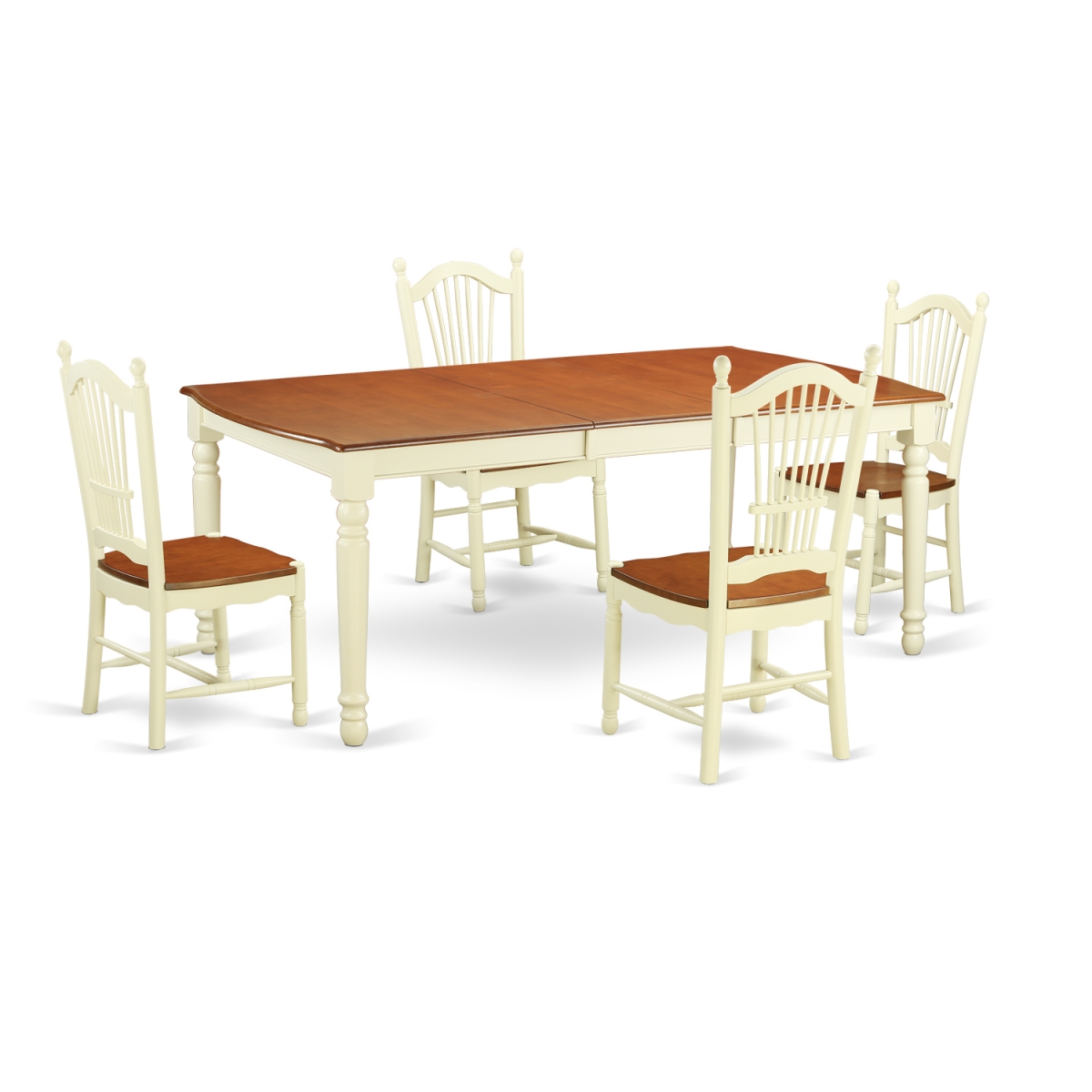 DOVE5-WHI-W Dinette Set with 4 Dining Table & 4 Chairs, Linen White - 5 Piece -  East West Furniture