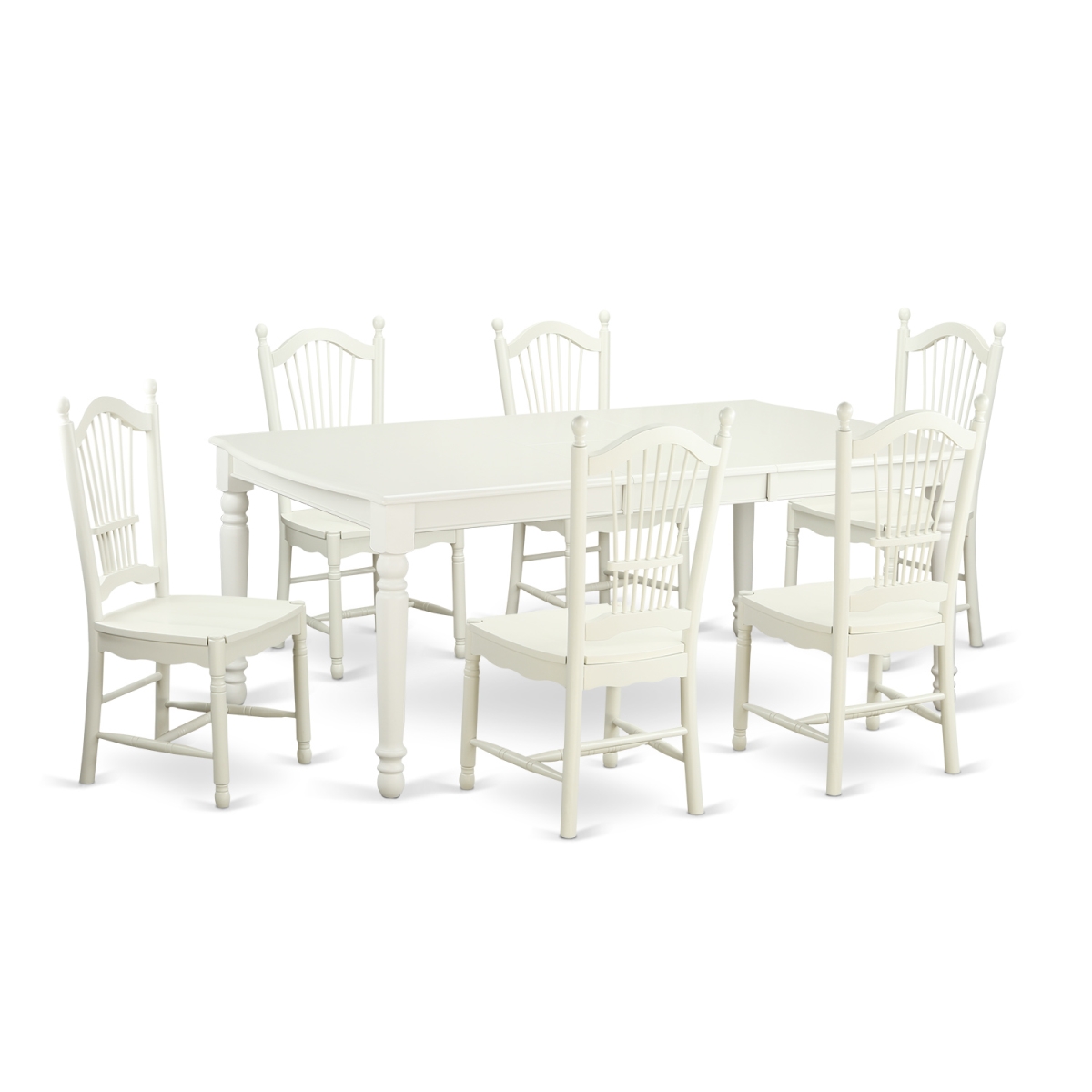 Dining Room Sets with 6 Kitchen Table & 6 Chairs, Linen White - 7 Piece