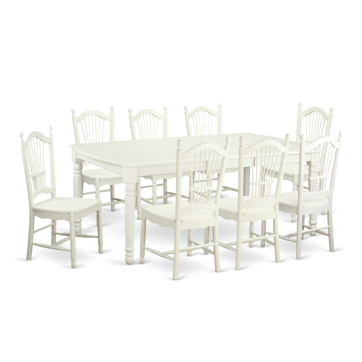 Table & Chair Set - Kitchen Table & 8 Chairs, Linen White - 9 Piece