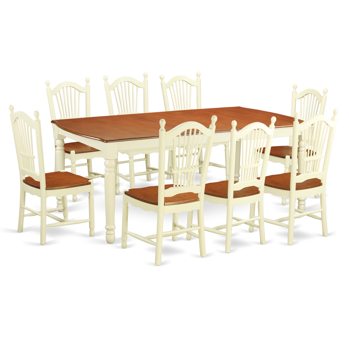 DOVE9-WHI-W Kitchen Nook Dining Set with 8 Table & 8 Chairs, Buttermilk & Cherry - 9 Piece -  East West Furniture