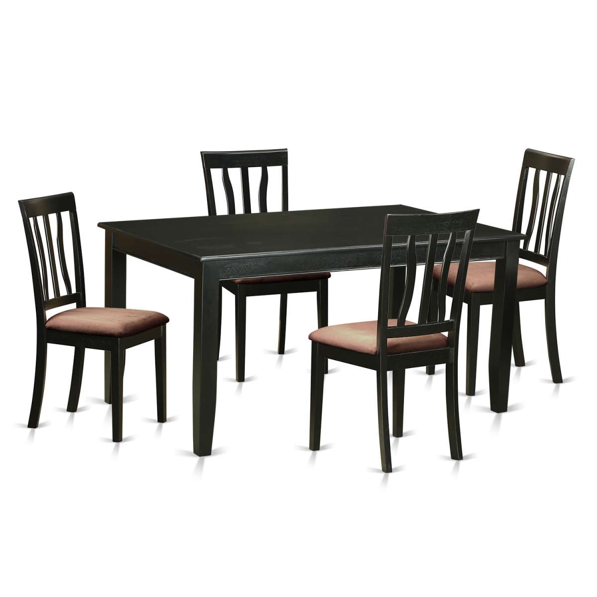 Table & Chair Set with 4 Dining Table & 4 Chairs, Black - 5 Piece