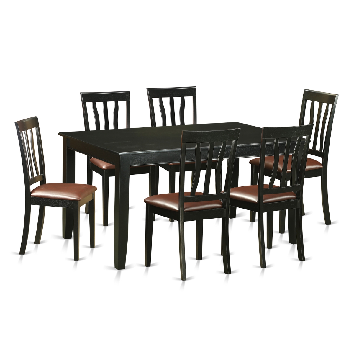 Dining Room Sets - Table & 6 Chairs, Black - 7 Piece