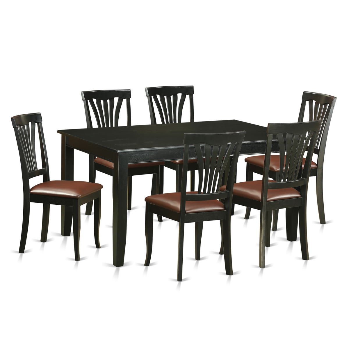 DUAV7-BLK-LC Dining Table Set - Kitchen Table & 6 Chairs, Black - 7 Piece -  East West Furniture