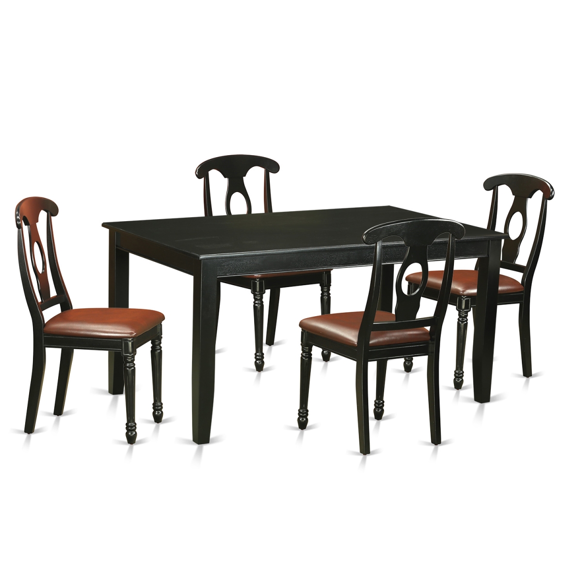 Dining Set with 4 Table & 4 Chairs, Black - 5 Piece