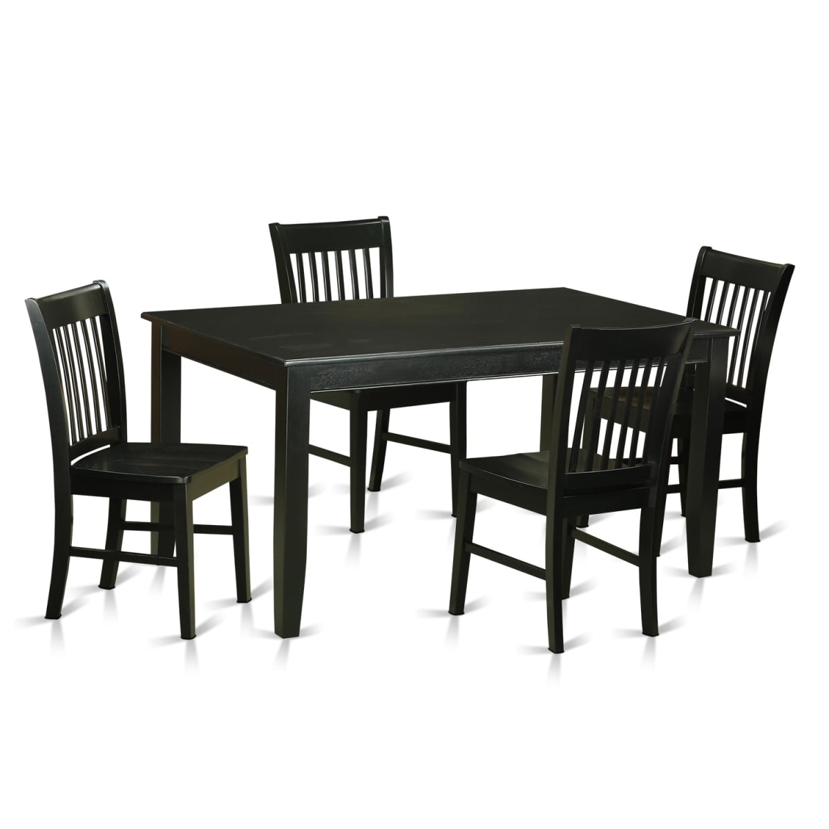 Wood Seat Dinette Set - Table & 4 Chairs, Black - 5 Piece