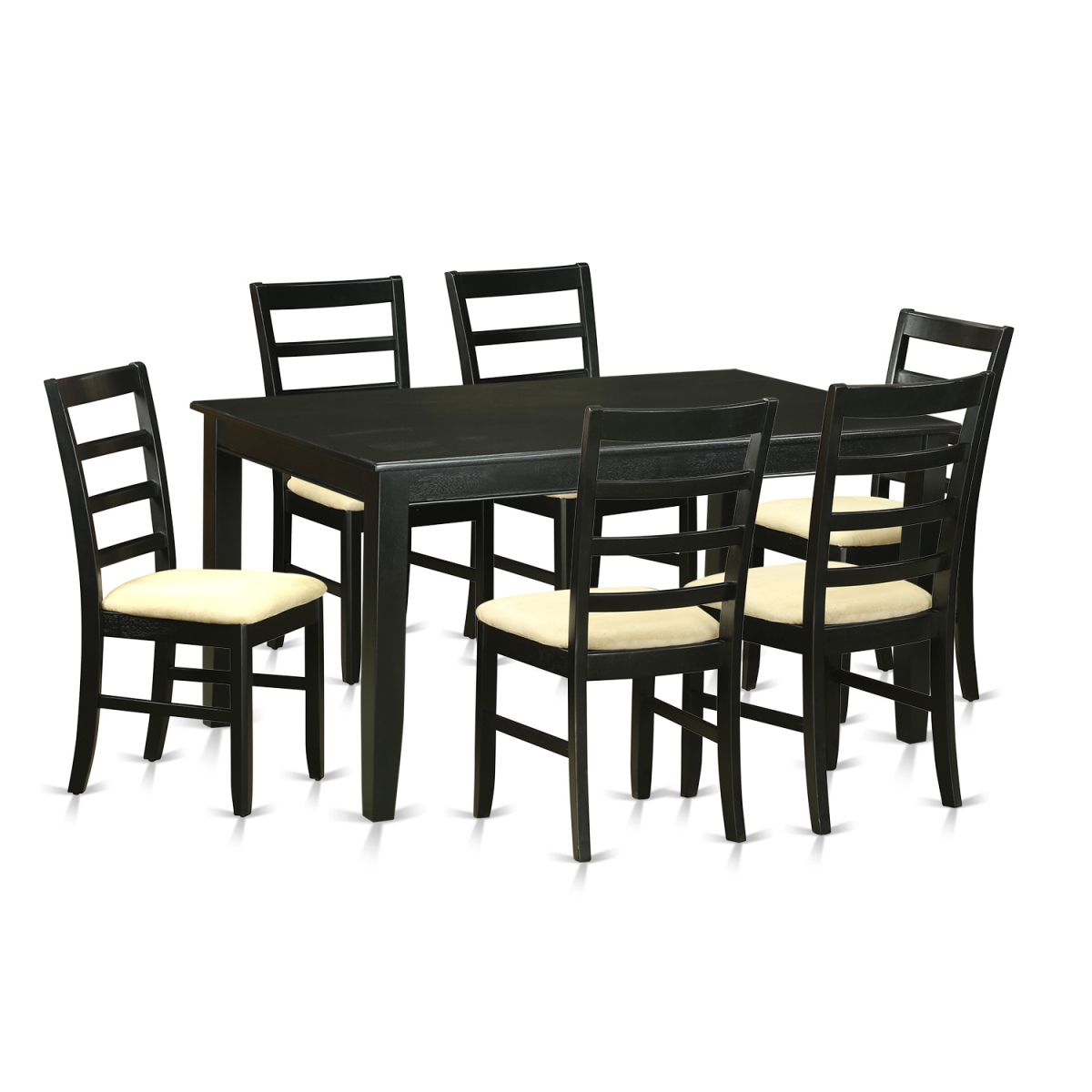 Dinette Table Set with 6 Kitchen Table & 6 Chairs, Black - 7 Piece