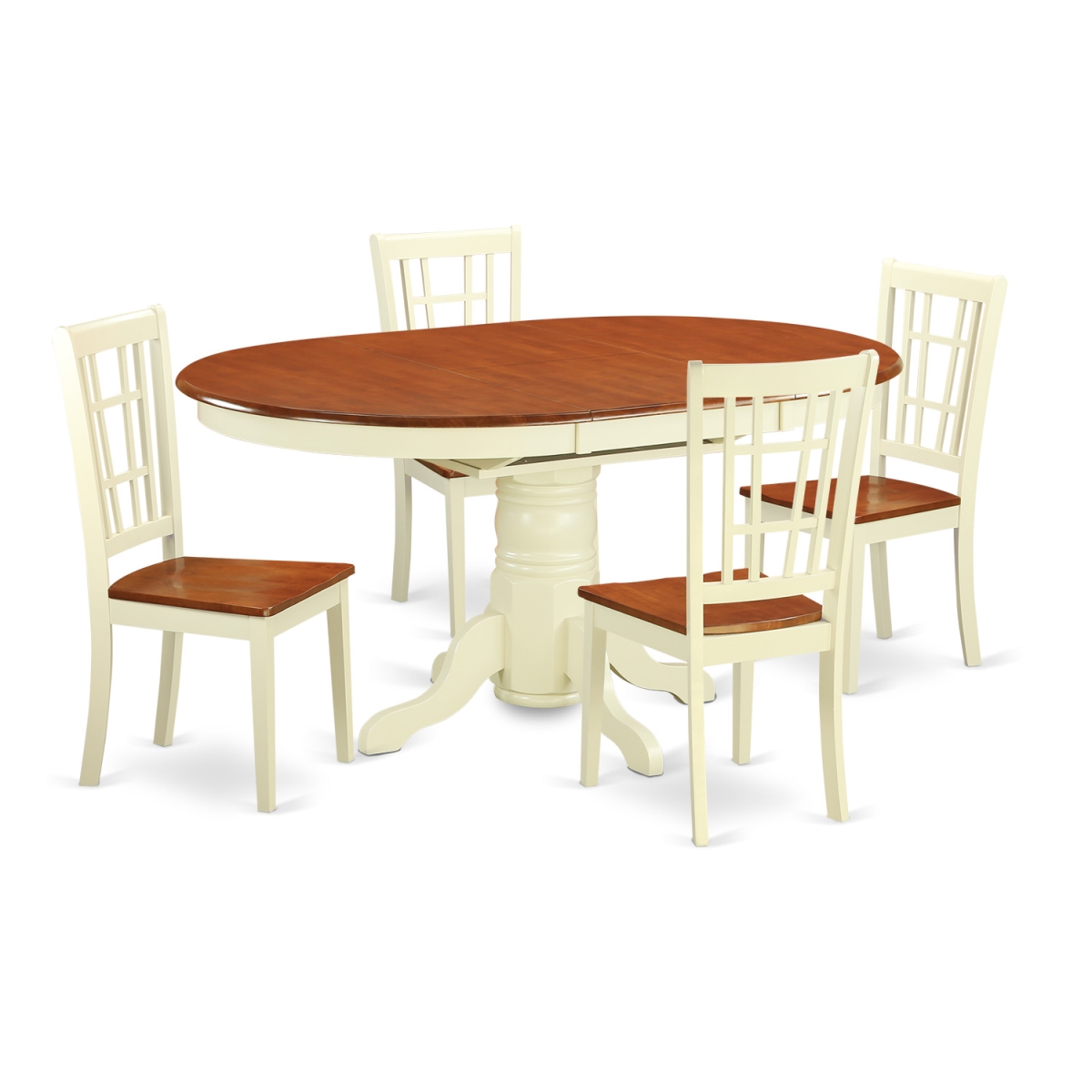 KENI5-WHI-W Kitchen Table Set with 4 Dining Room Table & 4 Chairs, Buttermilk & Cherry - 5 Piece -  East West Furniture