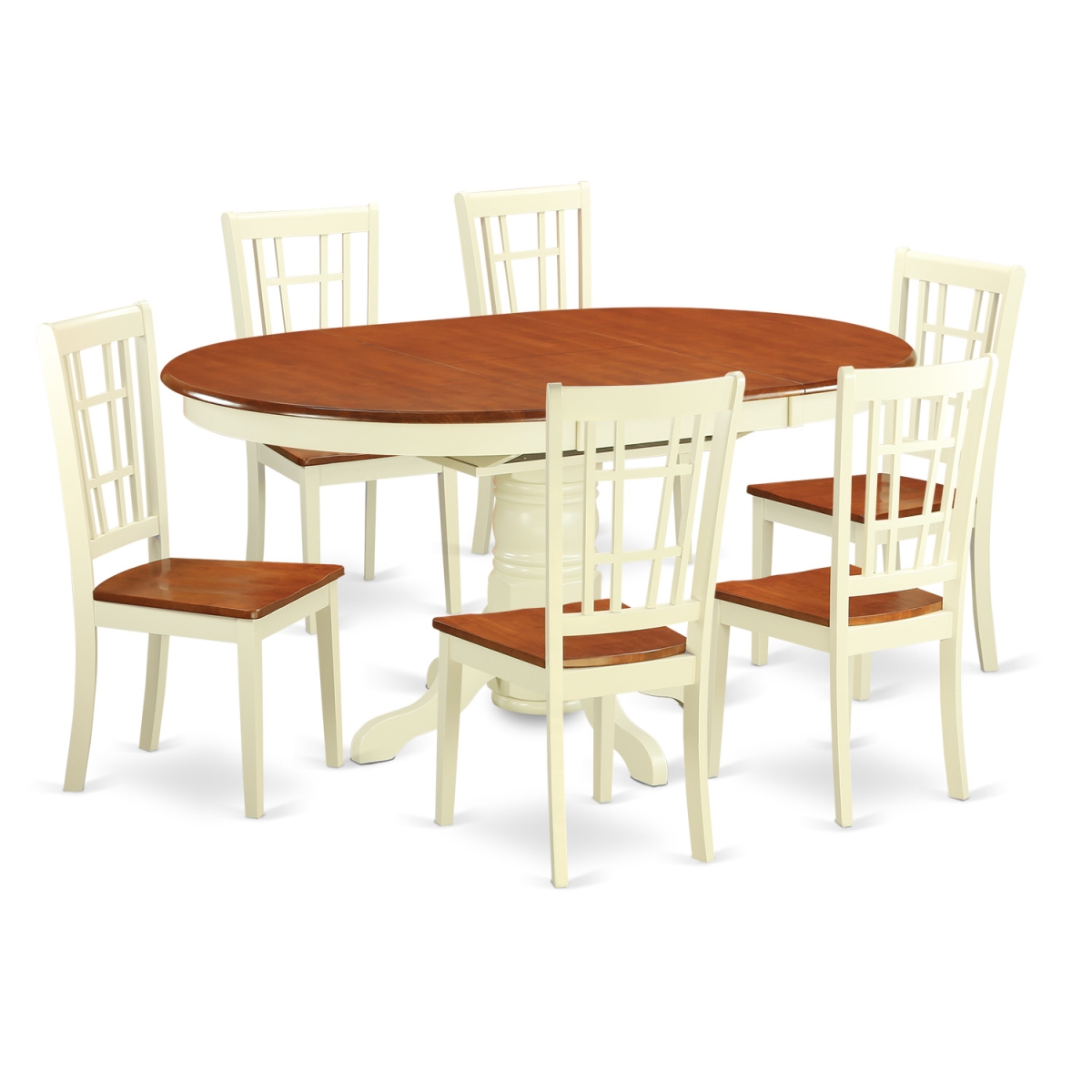 KENI7-WHI-W Dining Table Set - Small Kitchen Table & 6 Chairs, Buttermilk & Cherry - 7 Piece -  East West Furniture