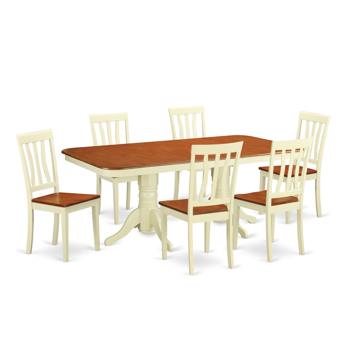 NAAN7-WHI-W Dining Room Set - Kitchen Table & 6 Chairs, Buttermilk & Cherry - 7 Piece -  East West Furniture