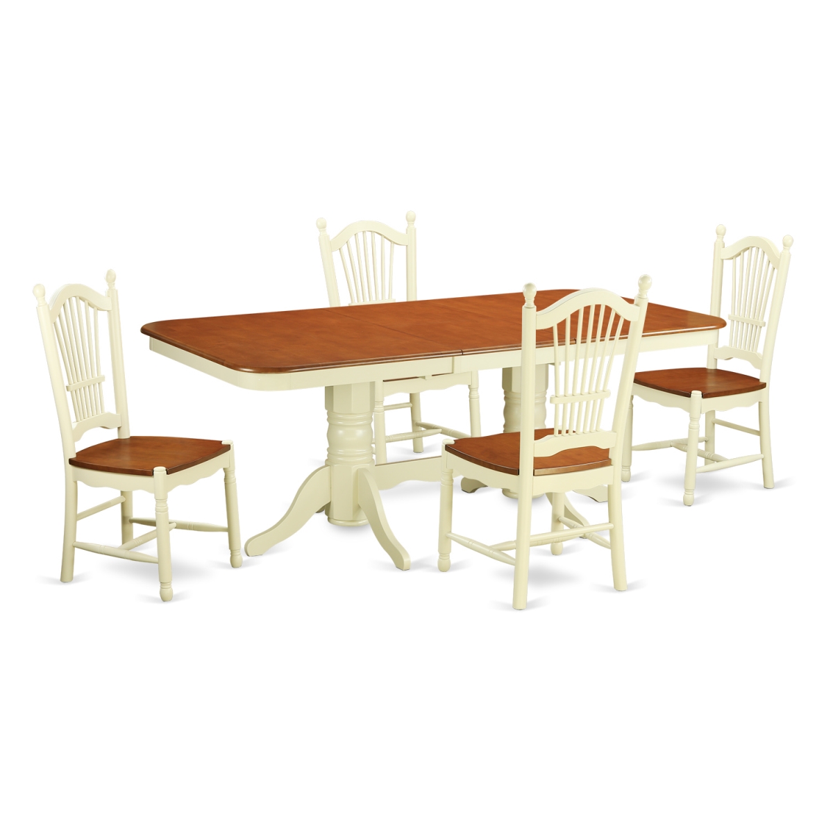 NADO5-WHI-W Kitchen Nook Dining Set - Table & 4 Chairs, Buttermilk & Cherry - 5 Piece -  East West Furniture